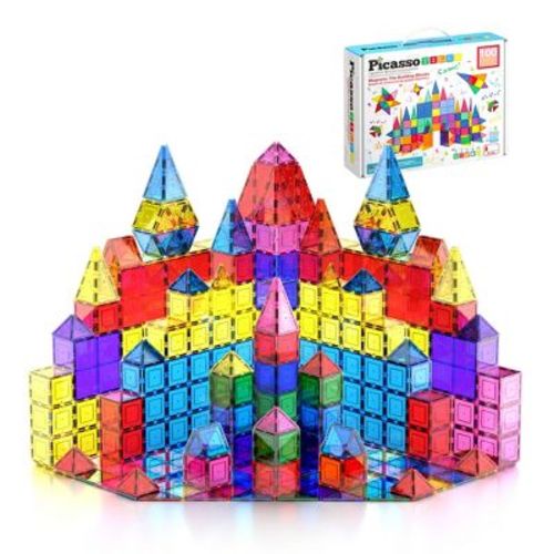 PICASSO-TILES Magnetic Tiles for Kids – 100PCS STEM Building Blocks Set, Educational Construction Toy, Creative Learning Kit
