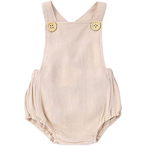 Newborn Baby Romper Sleeveless Backless Overalls Jumpsuit Infant Boy Girl Solid Button Strap Outfits Clothes