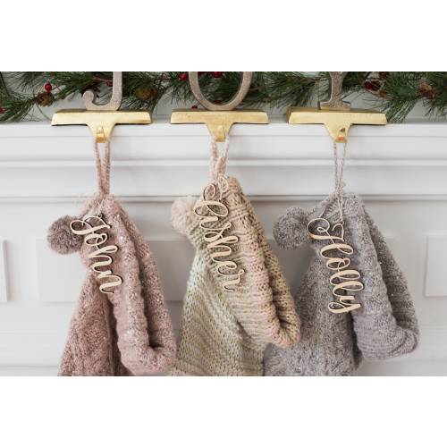 Christmas Stockings Name Tags Wooden Names for Stocking, Family Personalized Stocking Tag Decor for Holidays, Rustic Chic (Item - STS200)