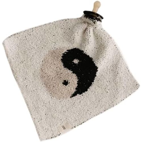 Forever French Baby | Baby Lovey | Pacifier Holder | Lovie Baby Gifts | Baby Boy & Baby Girl | Ideal for Age 0 Months & Up | Microfiber Feather Yarn | Pacifier Not Included (Yin Yang)