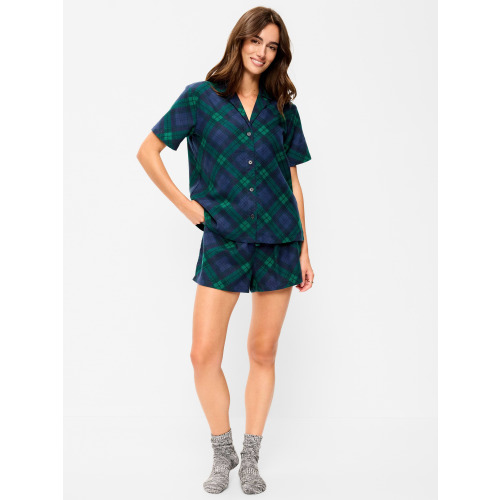 Flannel Pajama Short Set for Women