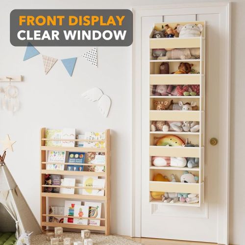 SpaceAid Over the Door Organizer – 5 Pocket Hanging Storage with Mesh Sides and Clear Windows