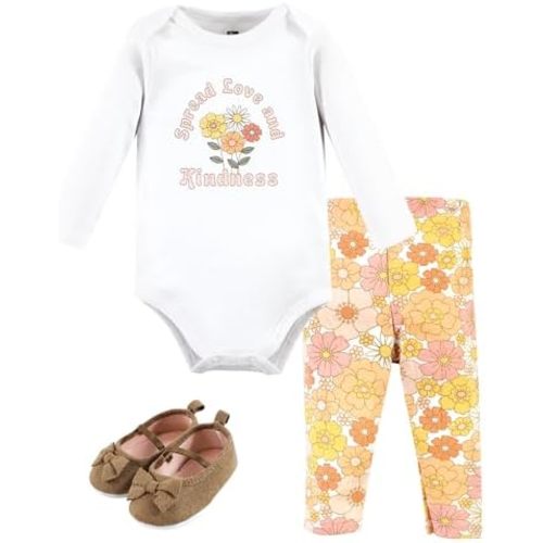 Hudson Baby Unisex Baby Cotton Bodysuit, Pant and Shoe Set