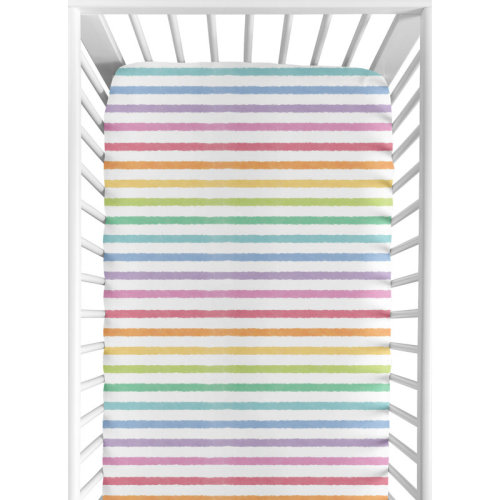 Rainbow Striped Fitted Crib Sheet