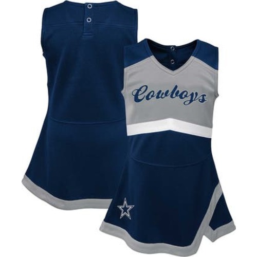 Girls Infant Navy Dallas Cowboys Cheer Captain Jumper Dress, 12M