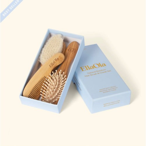 EllaOla 3-Piece Baby Bamboo Brush & Comb Set