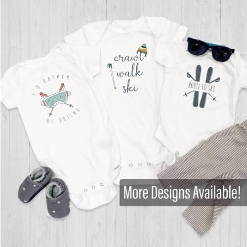 Crawl Walk Ski Onesie® Collection | Ski Resort Toddler Apparel | Baby Bodysuit