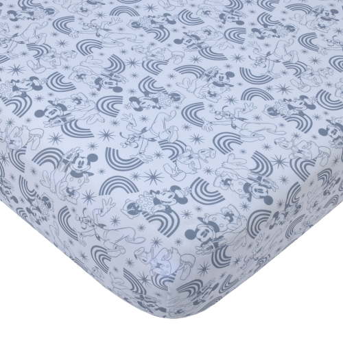 Disney Mickey and Friends Grey and White Fitted Crib Sheet