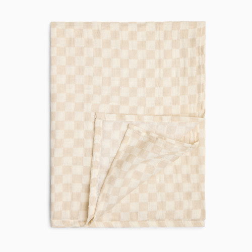Tiny Kind Organic Cotton Muslin Swaddle Blanket - Oat Check