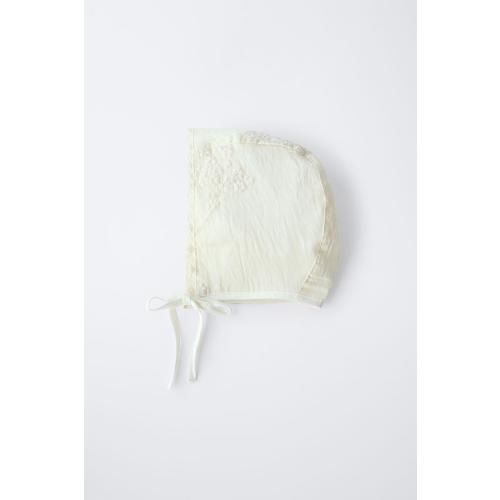 EMBROIDERED FLOWER BONNET - Ecru | ZARA United States