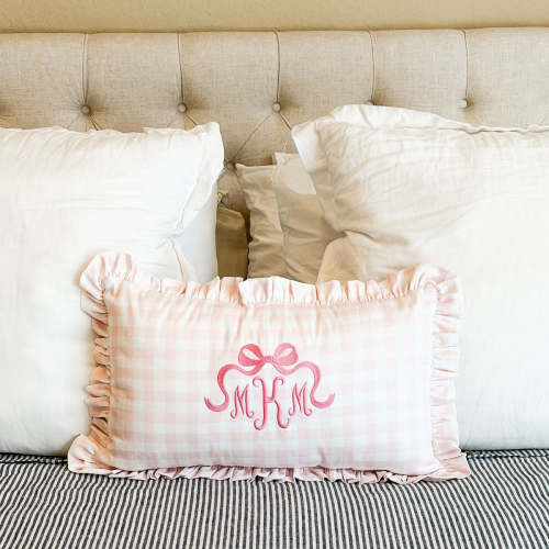 Gingham Ruffle Pillow Covers
