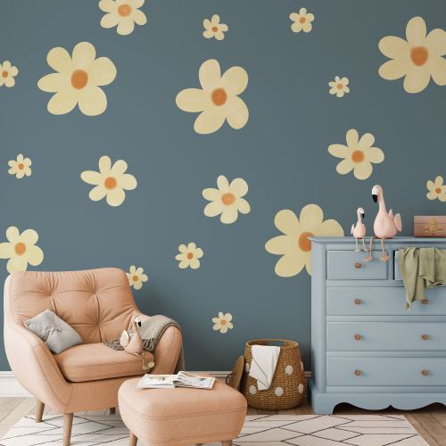 Watercolor Daisy Wall Decals: Boho Nursery Decor