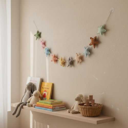 Colorful Star Nursery Garland, Felt Star Banner, Baby Room Wall Decor, Rainbow Star Garland, Kids Room Decoration, Nursery Wall Hanging