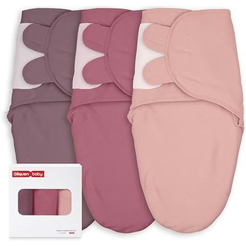 GLLQUEN BABY Swaddles for Newborns Organic Cotton, Soft Baby Girl Swaddles 3-6 Months, Reduce Startle Reflex Womb-Like Sleep Sack Wrap Nursery Swaddling Blankets Mauve Blush Dusty Rose
