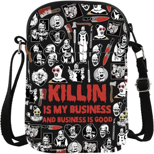 Clown Movie Merchandise Inspired Crossbody Bag Killer Horror Movie Lover Gift Art Gift Scary Clown Character Bag(BusinessGoodCrossBlk)