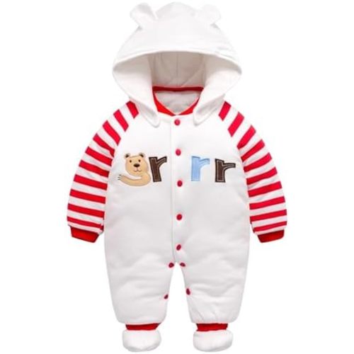 Toddler Fleece Hooded Jumpsuits Long Sleeve Fall Winter Warm Button down Footie Rompers Baby Infant Comfy Clothes