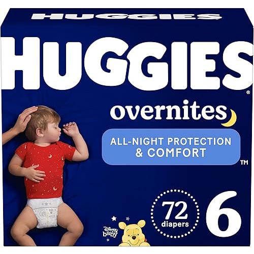 Huggies Size 6 Overnites Baby Diapers: Overnight Diapers, Size 6 (35+ lbs), 72 Ct