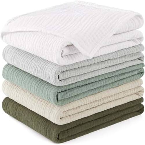 Amazon.com: Susurration Burp Cloths Muslin 5 Pack Absorbent and Soft 100% Cotton Large Burping Cloths 23.6 * 23.6 inch, Baby Washcloths Newborn Essentials Registry-Green