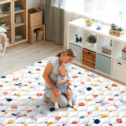 Ceekliybear Baby Play Mat 50" x 50" - Foldable Soft Foam Mat for Infants and Toddlers, Non-Slip & Machine Washable, Skin - Friendly Padded Playmat, Ideal for Playpen, Tummy Time, Travel