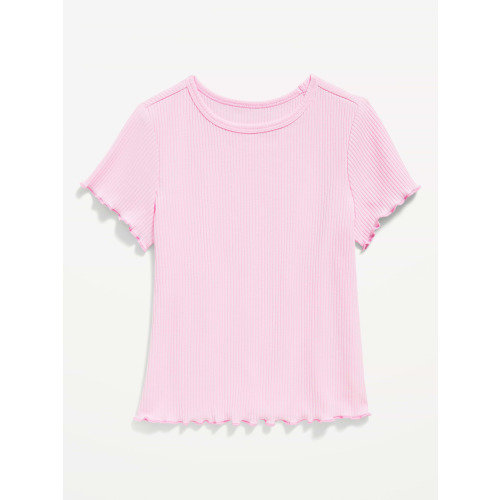 Short-Sleeve Lettuce-Edge T-Shirt for Toddler Girls