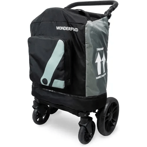 WONDERFOLD Stroller Wagon Travel Cover Featuring Front Storage Pocket, Inner Storage Pocket for Rear Basket and Canopy, and an Optional Wheel Cover (Fits Only W4)