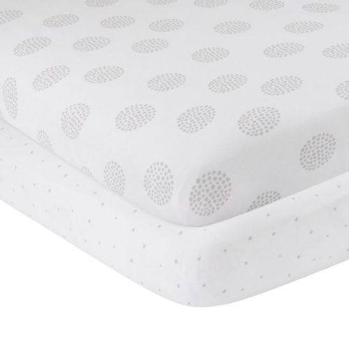 Ely's & Co. Baby Fitted Crib Sheet 100% Combed Jersey Cotton Grey Dottie Design 2 Pack