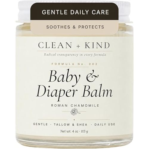 Organic Diaper Balm – 4 oz Baby Diaper Rash Cream – Soothes & Protects Sensitive Skin with Grass-Fed Tallow, Shea Butter, Jojoba & Calendula – Petroleum-Free, Organic Baby Balm