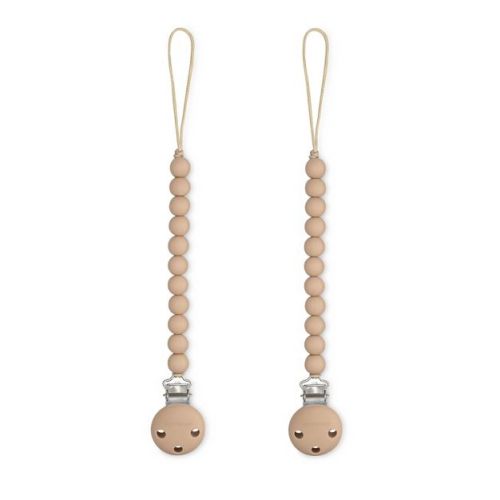 Comfy Cubs Pacifier Clips 2 Pack - 100% Food Grade Silicone Baby Pacifier Clips - Beige
