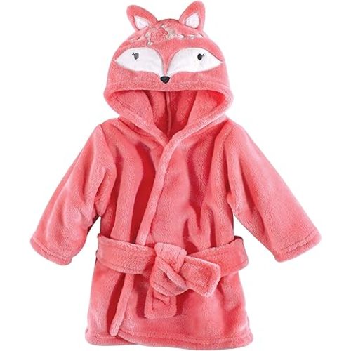 Hudson Baby Unisex Baby Plush Animal Face Bathrobe, Boho Fox, 0-9 Months
