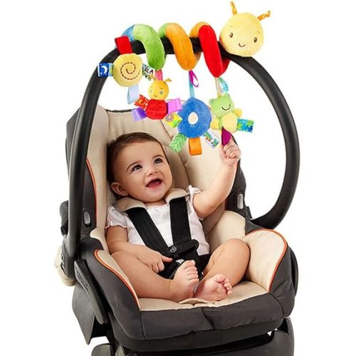 Car Seat Toys, Toys for Car Seat Crib Mobile Bed Around Rattle Bell Cartoon Insect Stroller Hanging Stuffed Wrap Spiral Safety Plush Toys for Crib Bed Stroller Car Seat Bar