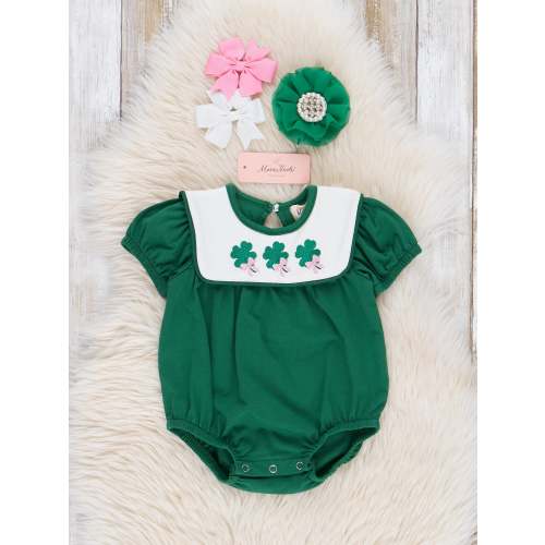 Green Triple Luck Embroidered Bubble