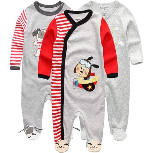 Kiddiezoom Baby and Toddler Boys'Snug Fit Footed One-Piece Romper Jumpsuit Cotton Cotton Footed Outfit