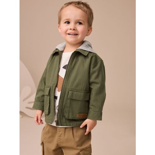 Khaki Green Hooded Overshirt and T-Shirt Set 2 Piece (3mths-7yrs)