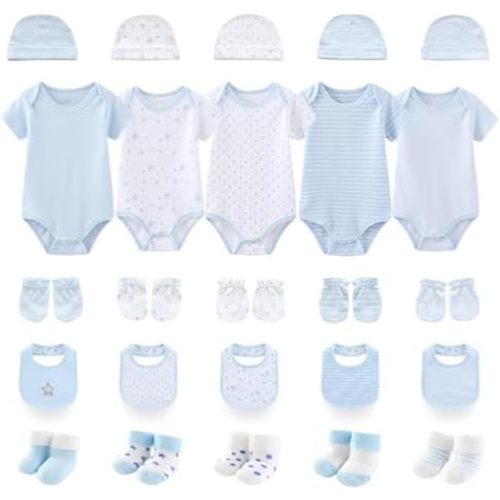 Newborn Baby Layette Gift Set 25-Piece Infant Boy Girl Clothes Essentials and Accessories 0-12 Months
