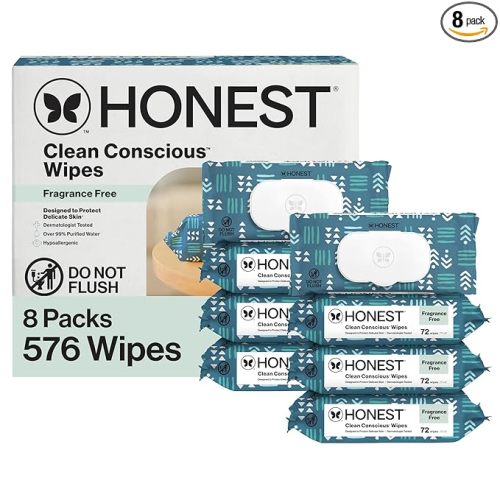 The Honest Company Hypoallergenic Multi-Use Baby Wipes for Sensitive Skin, Balance Blues, 576 Count