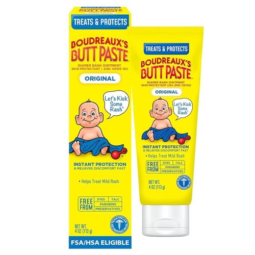 Boudreaux's Butt Paste Original Diaper Rash Cream, Diaper Cream for Baby, Fast Relief from Mild Discomfort, Pediatrician-Recommended Brand, 4 oz Tube