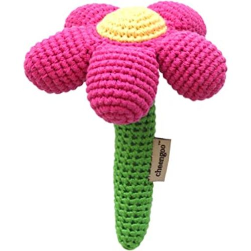 Cheengoo Baby Rattle Magenta Flower