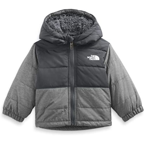 The North Face Baby Reversible Mount Chimbo Full Zip Hooded Jacket, TNF Medium Grey Heather, 0-3 Months