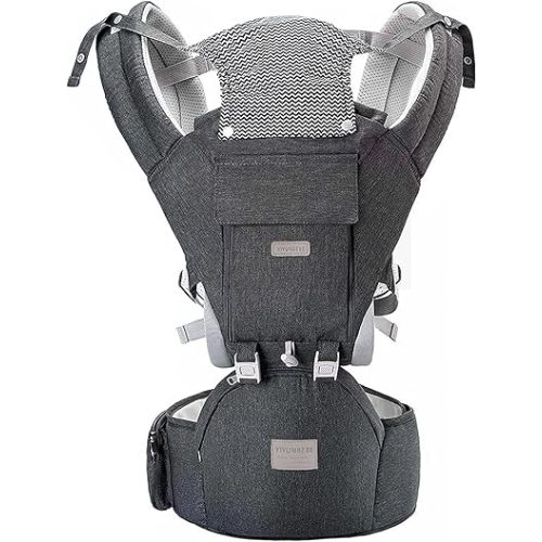 Baby Carrier Newborn to Toddler Baby Carriers with Seat Infant Baby Holder Backpack Baby Carriers Front and Back for Carrying and Hiking (Grey)