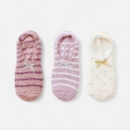 Anna-Kaci Women's 3-Pack Non-Slip Plush Fuzzy Slipper Socks with Fabric Bow and Grip Bottoms - Multicolored-2