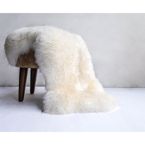 Everly Quinn Genuine Sheepskin Rug Natural White - Genuine New Zealand Sheepskin Rug & Reviews | Wayfair