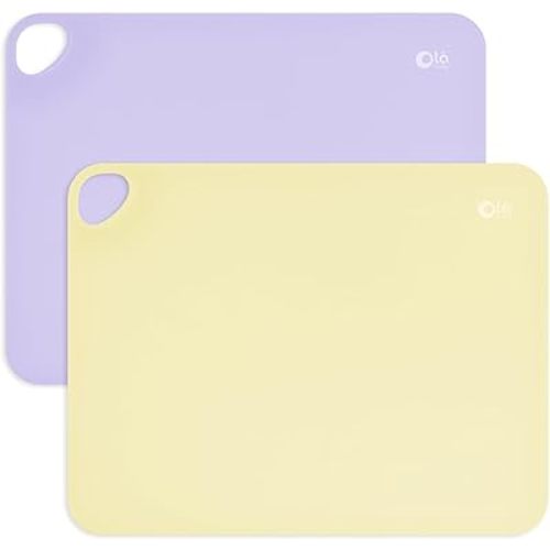 Olababy Fold N Go Silicone Placemat w Travel Case | Dishwasher Safe, BPA Free, Non-Slip, Waterproof | Mini Dining Mat for Infants, Babies, Toddlers and Kids (2, Lilac/Lemon)