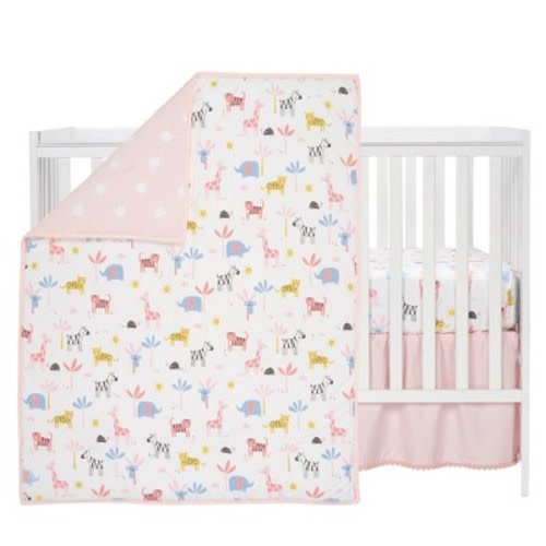 Lambs & Ivy Snuggle Jungle Pastel Safari Cotton Jersey 3-Piece Crib Bedding Set