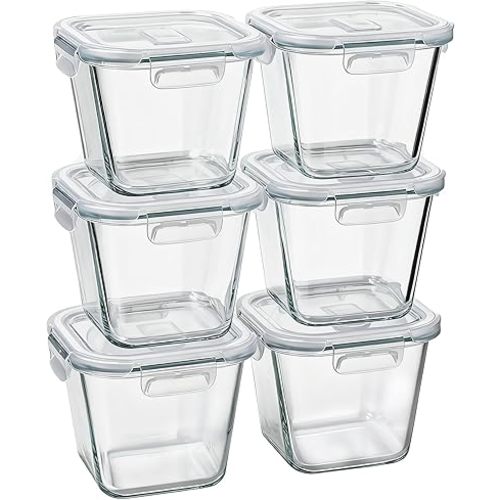 Glass Soup Containers with Lids 32 oz, 4 Cup Glass Storage Containers, Tall Borosilicate Glass Food Storage Containers for Lunch, Ice Cream, Travel and Deli, Soup Freezer Safe Containers with Lids