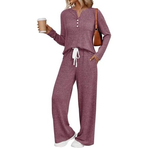 LILLUSORY Womens 2 Piece Lounge Sets Matching Airport Travel Outfits 2025 Winter Clothing Fall Pajamas Sweat Suits Pockets