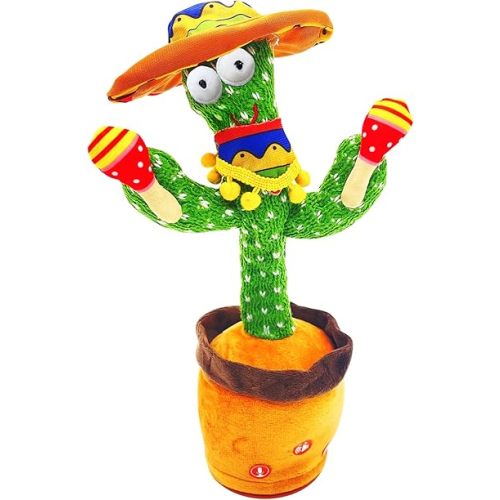 Talking Cactus Toy for Kids Boys and Girls, Adjust Volume Dancing Cactus Toy Singing Mimicking Recording Toys Repeats What You Say, Comes with 120 English Songs Singing Talking Musical Toys