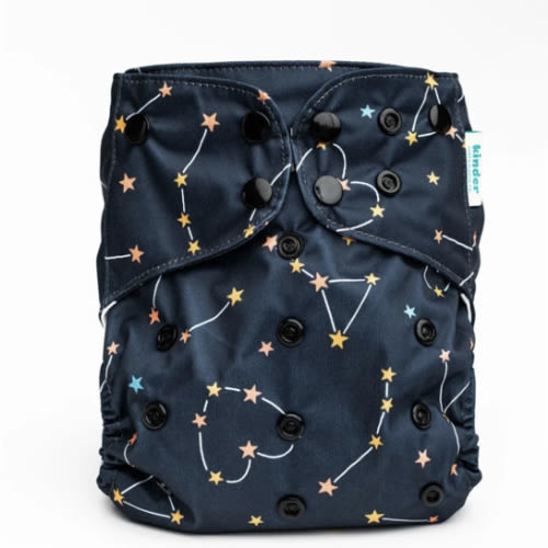 Space and Sky: Essentials Pocket Cloth Diaper with Athletic Wicking Jersey, Grows with your Baby