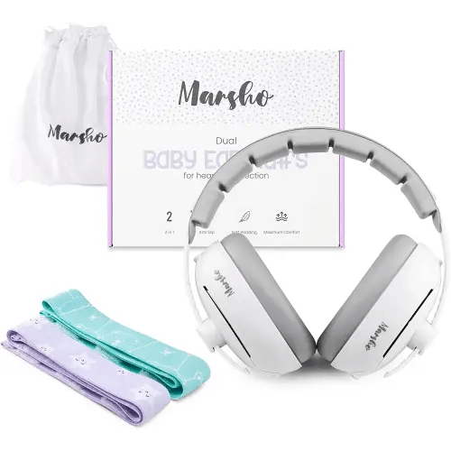 Baby Ear Muffs Noise Protection | Premium 2-in-1 Baby Headphones for Noise | Soft Straps for Infants & Headband for Toddler Ear Protection | Baby Noise Cancelling Headphones | Kids Ear Protection