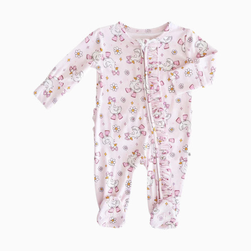 Caden Lane Ruffle Zipper Footie - Silly Goose, Newborn