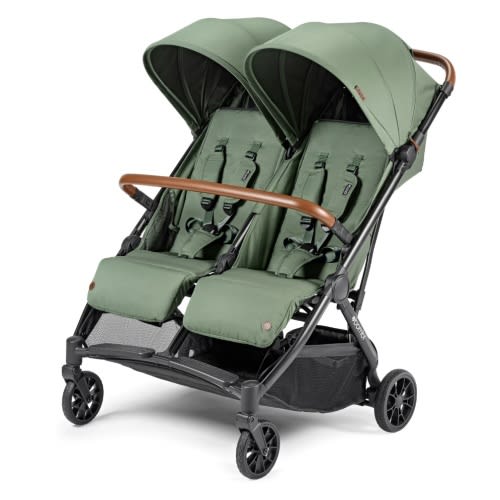 MOSS GREEN Bēbee Twin: Best Folding Double Stroller | Bombi Gear